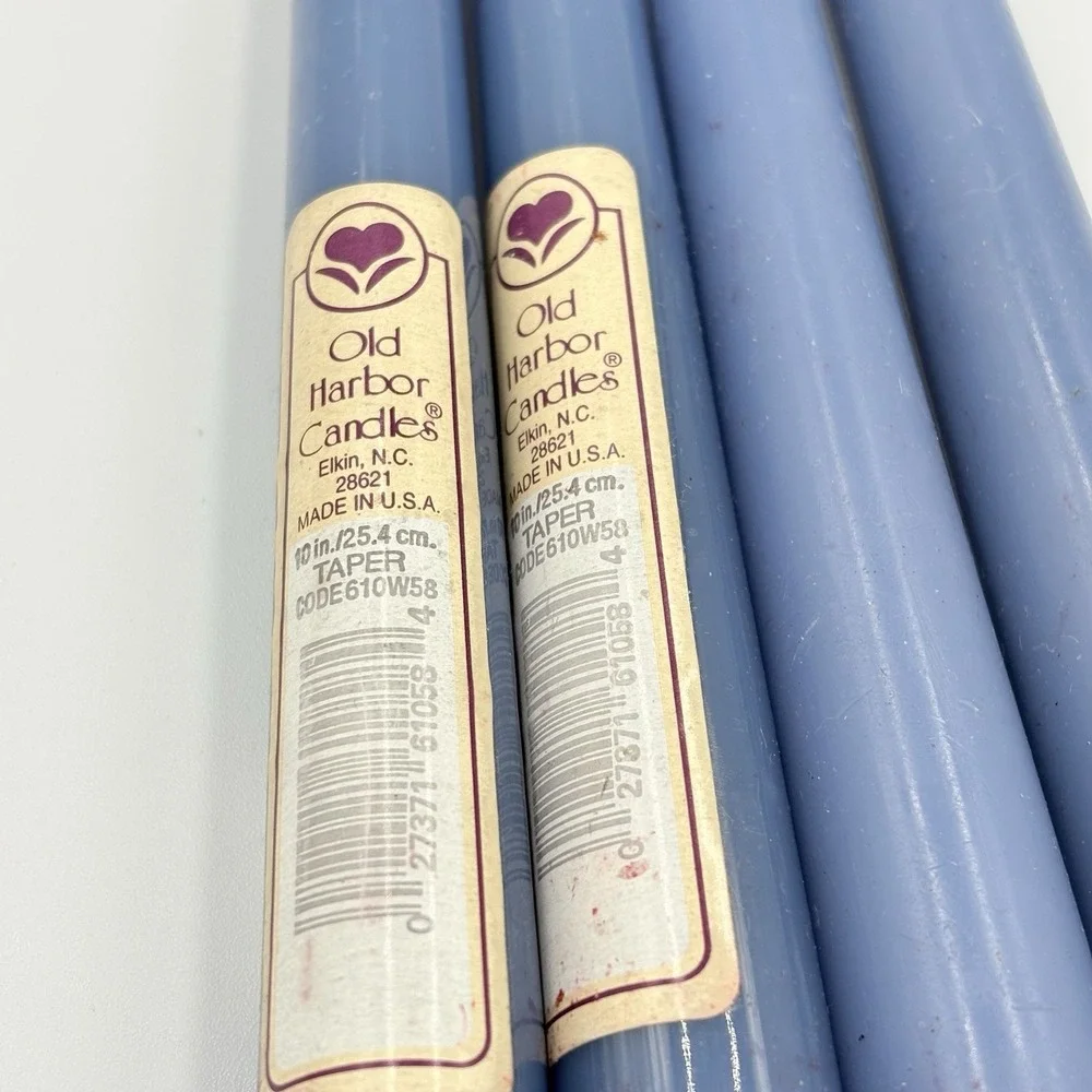 Lot Of  4 Vintage Tapered Candles Blue  Old Harbor 2 New Sealed 2 Open‎